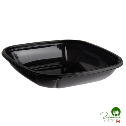Fineline 15024M-BK Super Bowl Plus 24 oz. Black Square PET Plastic Bowl - 300/Case