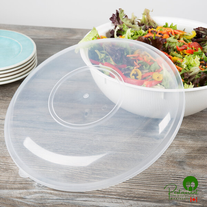 Fineline ReForm 14" Clear High Dome Microwavable Plastic Catering Bowl Lid - 50/Case