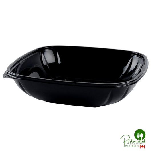Fineline 15048L-BK Super Bowl Plus 48 oz. Black Wide Square PET Plastic Bowl - 150/Case | Canada