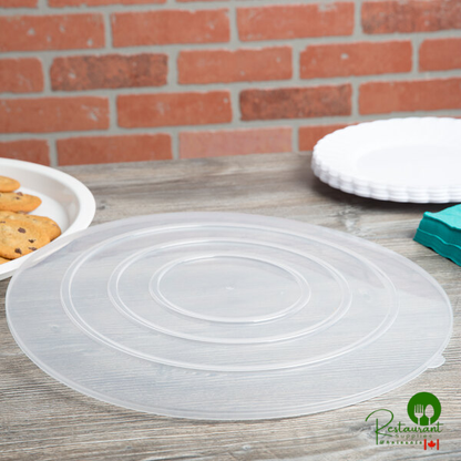 Fineline ReForm 16" Clear Flat Microwavable Plastic Catering Bowl Lid - 25/Case