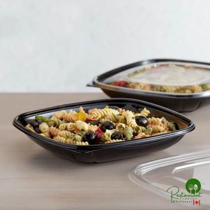 Fineline 15032L-BK Super Bowl Plus 32 oz. Black Wide Square PET Plastic Bowl - 150/Case