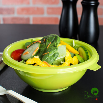 Fineline 5024-GRN Super Bowl 24 oz. Green PET Plastic Salad Bowl - 100/Case