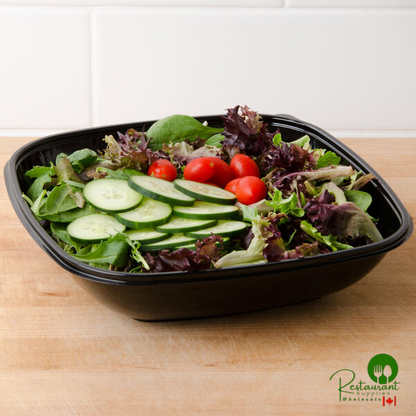 Sabert 94080B50 Bowl2 80 oz. Black Square Catering Bowl - 50/Case