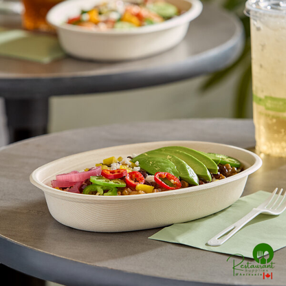 World Centric 32 oz. Compostable Fiber Burrito Bowl with Leaf Plus - 300/Case
