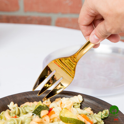 Fineline Golden Secrets 769 9" Gold Look Heavy Weight Serving Fork - 60/Case