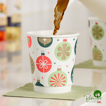 10 oz. Smooth Double Wall Ornaments Print Hot Cup By Prime - 500/Case