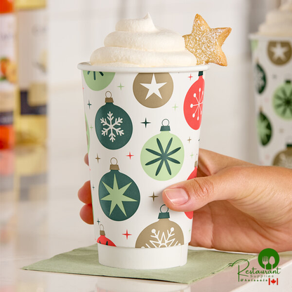 16 oz. Smooth Double Wall Ornaments Print Hot Cup By Prime - 500/Case