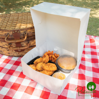 Southern Champion 9" x 9" x 4" White Paper Take-Out Chicken Box - 200/Case