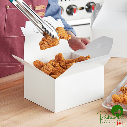 Southern Champion 9 1/16" x 7 1/16" x 5" White Paper Barn Take-Out Lunch Box / Chicken Box with Handle - 125/Case