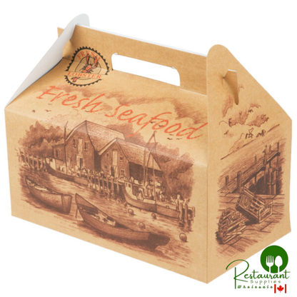 Southern Champion 10 1/2" x 6" x 5" Fresh Seafood Paper Barn Take-Out Box with Handle - 125/Case