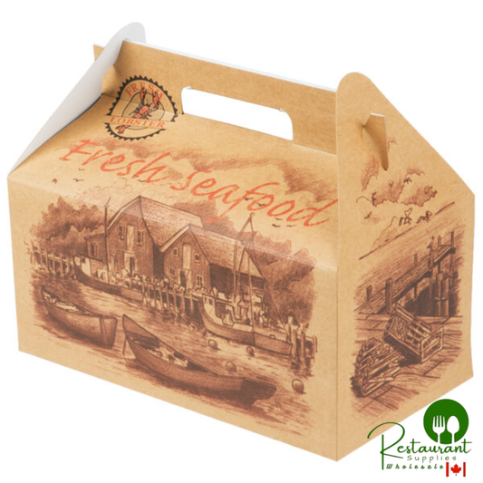 Southern Champion 10 1/2" x 6" x 5" Fresh Seafood Paper Barn Take-Out Box with Handle - 125/Case