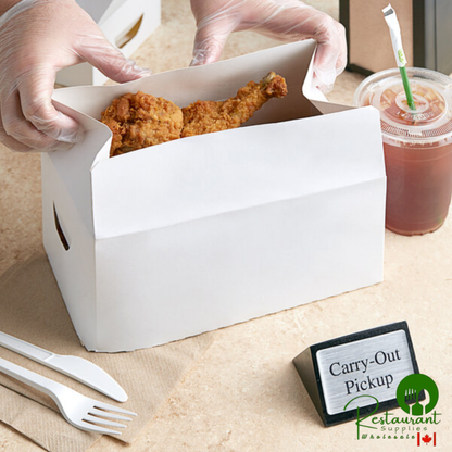 Specialty Quality Packaging 9" x 5" x 3" White Paper Take-Out Lunch / Chicken Box with Fast Top - 250/Case