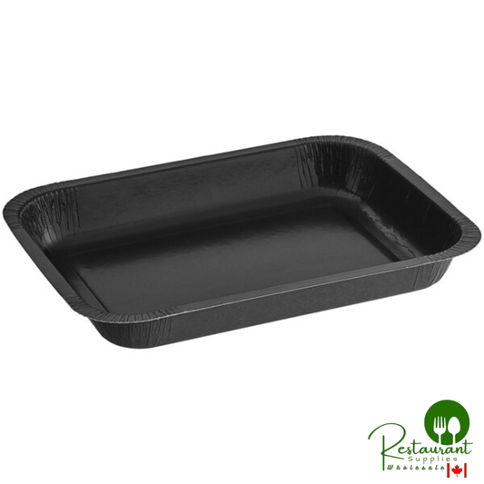 Solut Bake and Show 8 1/4" x 6 1/16" x 1 1/8" Black Oven Safe Heavy Weight Paperboard Entree / Brownie Pan - 560/Case