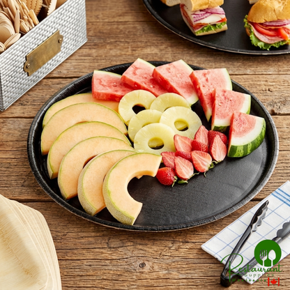 Solut Aqueous Coated Heavy Weight Black Catering / Deli Tray 16" - 50/Case