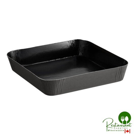 Solut Bake and Show 6 3/4" x 6 3/4" Square Black Oven-Safe Paperboard Baking Pan - 720/Case