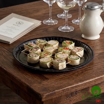Solut Black Elegance Round Coated Heavy Weight Catering / Deli Tray 12" - 75/Case