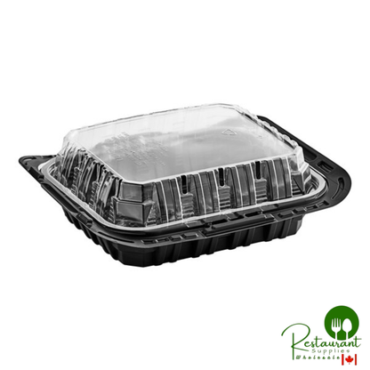 Pactiv MealMaster 9 1/2" x 8" x 3" Small Black Chicken Barn with Handle - 100/Case