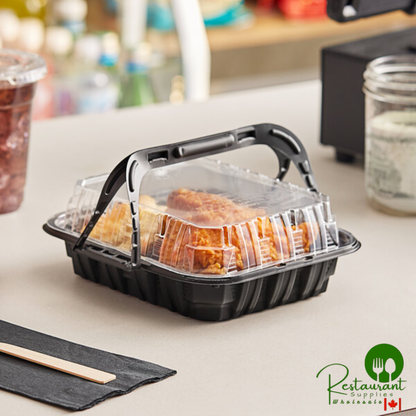 Pactiv MealMaster 9 1/2" x 8" x 3" Small Black Chicken Barn with Handle - 100/Case