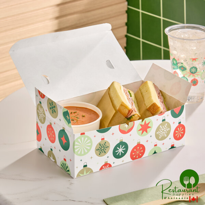 9" x 5" x 3" Ornament Print Paper Take-Out Lunch / Chicken Box with Tuck Top By Prime - 250/Case