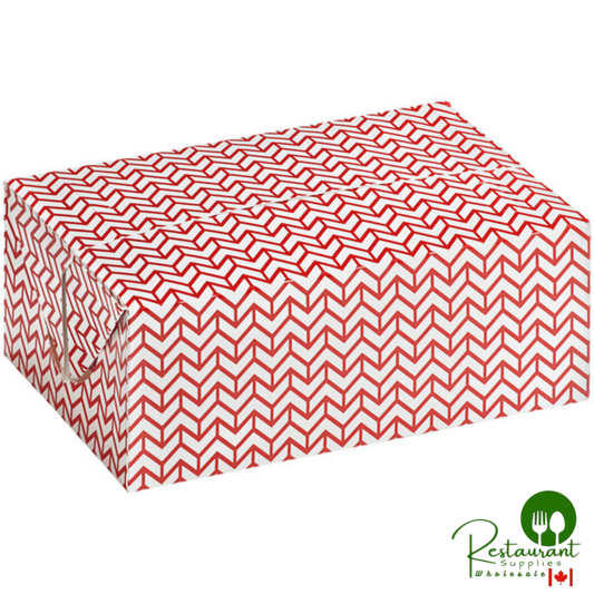 7" x 4 1/2" x 2 3/4" Red Cornerstone Print Take-Out Lunch / Chicken Box with Fast Top By Prime - 250/Case