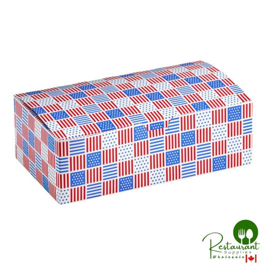 9" x 5" x 3" Patriotic USA Print Paper Take-Out Lunch Box / Chicken Box with Tuck Top By Prime - 250/Case