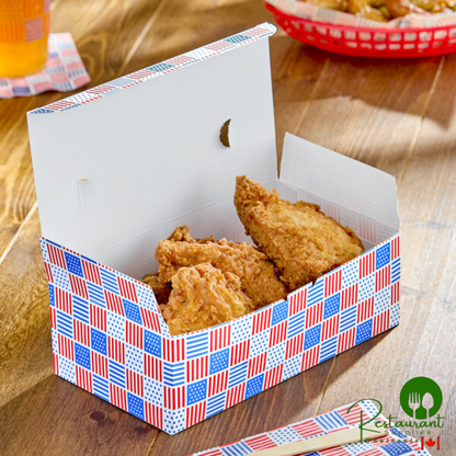 9" x 5" x 3" Patriotic USA Print Paper Take-Out Lunch Box / Chicken Box with Tuck Top By Prime - 250/Case