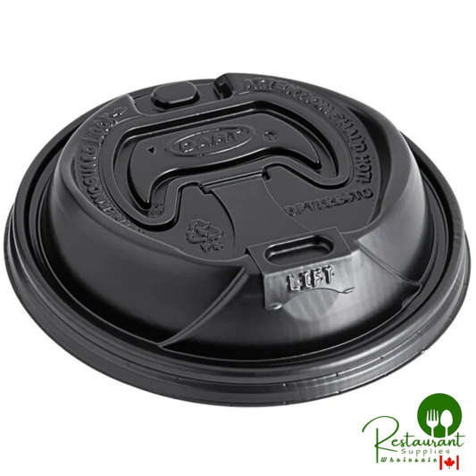 Dart OPT1224TGB 12-24 oz. Black Optima ThermoGuard Lid with Reclosable Tab - 1,200/Case
