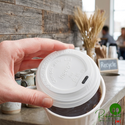 World Centric 8 oz. White Paper Hot Cup PLA Travel Lid - 1,000/Case