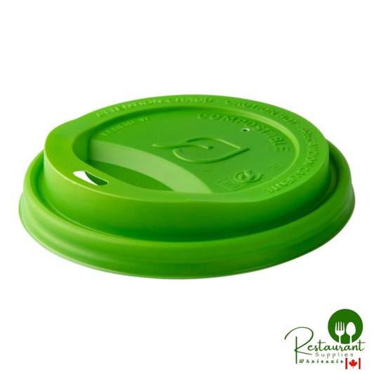 Eco-Products Veridian Eco-Lid 8 oz. Green PLA Plastic Compostable Paper Hot Cup Sip Lid - 800/Case