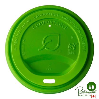 Eco-Products Veridian Eco-Lid 8 oz. Green PLA Plastic Compostable Paper Hot Cup Sip Lid - 800/Case