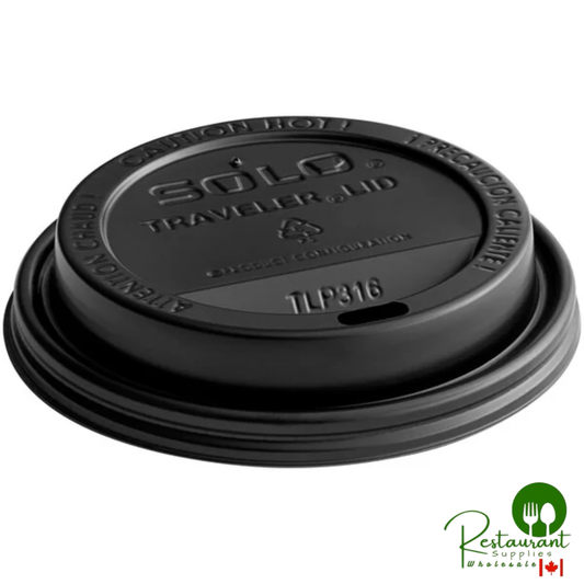 Solo TLB316-0004 10-24 oz. Traveler Black Dome Hot Cup Lid with Sip Hole - 1,000/Case