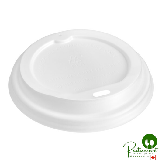 Translucent Compostable Paper Hot Cup Lid for 10-24 oz. Standard Cups and 8 oz. Squat Cups By Prime - 1,000/Case
