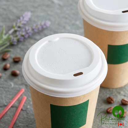 Translucent Compostable Paper Hot Cup Lid for 10-24 oz. Standard Cups and 8 oz. Squat Cups By Prime - 1,000/Case
