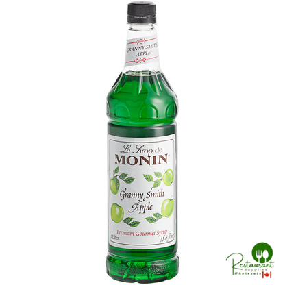 Monin Premium Granny Smith Apple Flavoring / Fruit Syrup 1 Liter - 4/Case
