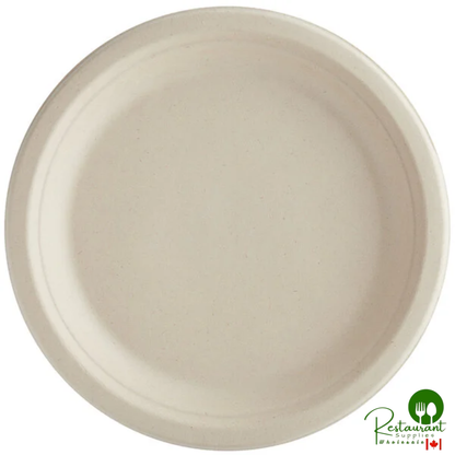 World Centric 9" Round Compostable Plant Fiber Plate with Leaf Plus - 1,000/Case