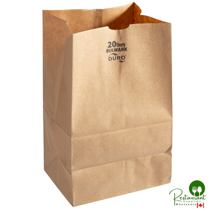 Duro Bulwark 20 lb. Shorty Extra Heavy-Duty Natural Kraft Paper Bag - 400/Bundle