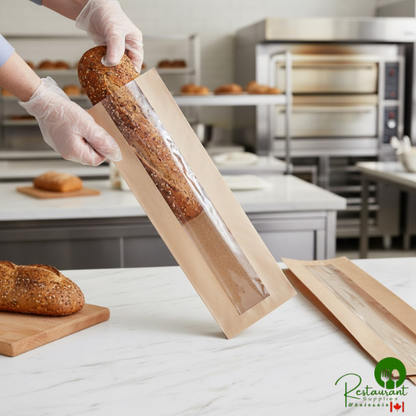 Durable Packaging BB5214N 14" x 4 1/2" x 2 1/2" Kraft Paper Windowed Bread Bag - 1,000/Case