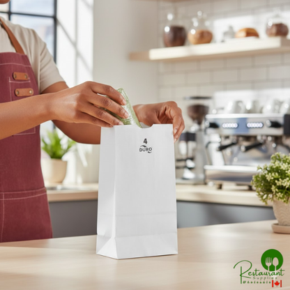 Duro 4 lb. White Paper Bag - 500/Bundle