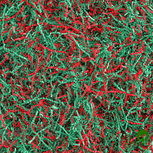 10 lb. Crinkle Paper Shred Red and Green Blend By Prime