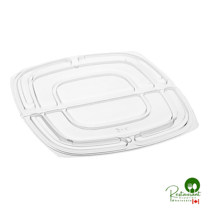 Sabert Catering Pop-Top 10 3/4" Square Clear PET Hinged Lid for 80 oz. Square Bowls - 50/Case