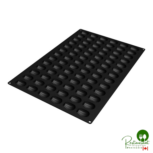 Silikomart Mid Madeleine 78 Compartment Black Silicone Baking Mold - 1 13/16" x 1 1/4" x 9/16" Cavities SQ030