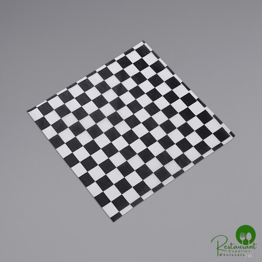 Metalcraft PPCH1B 12" x 12" Black Check Basket Liner / Deli Wrap Paper by Paper - 1,000/Pack
