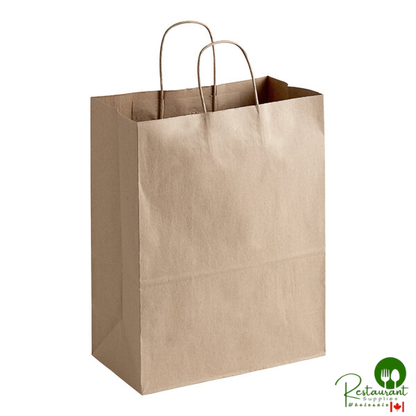 Duro Mart 13" x 7" x 17" Natural Kraft Shopping Bag with Handles - 250/Bundle