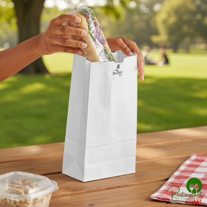 Duro 8 lb. White Paper Bag - 500/Bundle