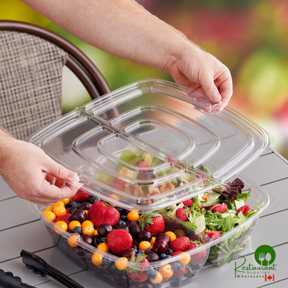 Sabert Catering Pop-Top 14 3/8" Square Clear PET Hinged Lid for 160 oz. Square Bowl - 30/Case