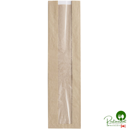 Durable Packaging BB4217N 17" x 4 1/2" x 2 1/2" Kraft Paper Windowed Bread Bag - 1,000/Case