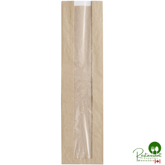 Durable Packaging BB4217N 17" x 4 1/2" x 2 1/2" Kraft Paper Windowed Bread Bag - 1,000/Case