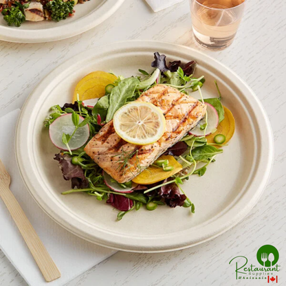World Centric 10" Round Compostable Plant Fiber Plate with Leaf Plus - 800/Case