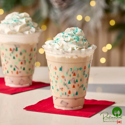 12 oz. Modern Holiday PET Plastic Cold Cup By Prime - 1,000/Case