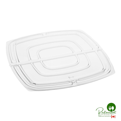 Sabert Catering Pop-Top 14 3/8" Square Clear PET Hinged Lid for 160 oz. Square Bowl - 30/Case